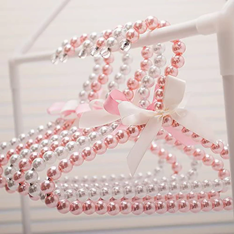 Wholesale Pearl Clothes Pants Hangers Bowknot Beaded Wedding Home Shop Daily Clothes Rack