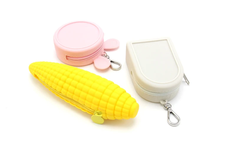 Custom Cartoon Shape Rubber Silicone Coin Purse Wallet Women Change Purse With Zipper Cute Silicone Small Coin Pouch