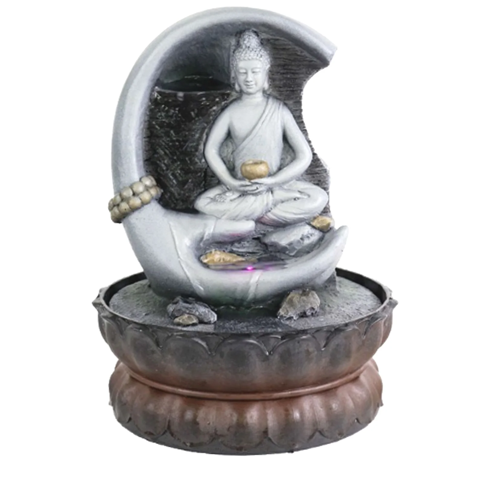 Zen Meditation Home Decoration Indoor Waterfall Tabletop Buddha Water Fountain With Led Light Ball