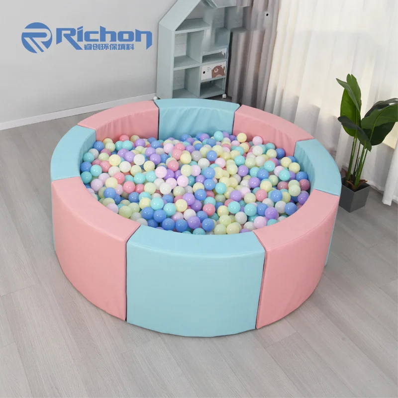 Kid Party Rental Equipment Big Round Foam Large Commercial Circle Toddler White Soft Play Ball Pit With Slide