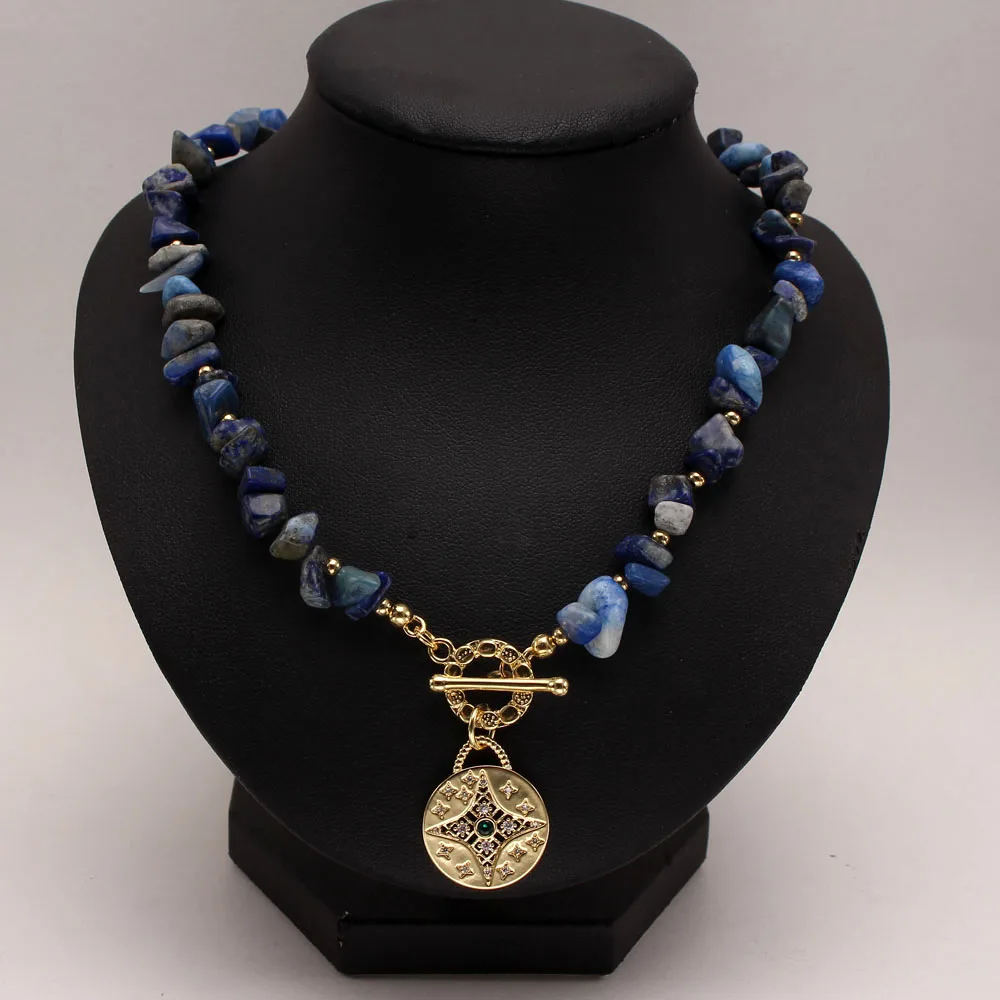 2022 Women Mens Natural Stone Necklace 18K Real Gold Plated Zircon Moon and Star Pendant Necklace Choker For Party Jewelry