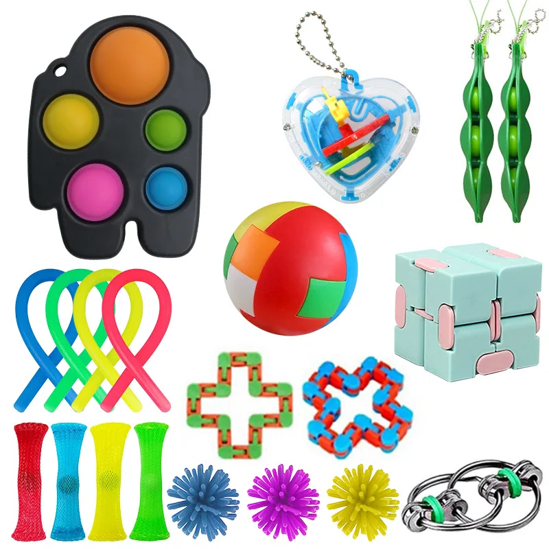 Fidget Sensory Toys Bubble Popper Stress Relief Mesh Silicone Push Pack Fun Fidget Toys Set