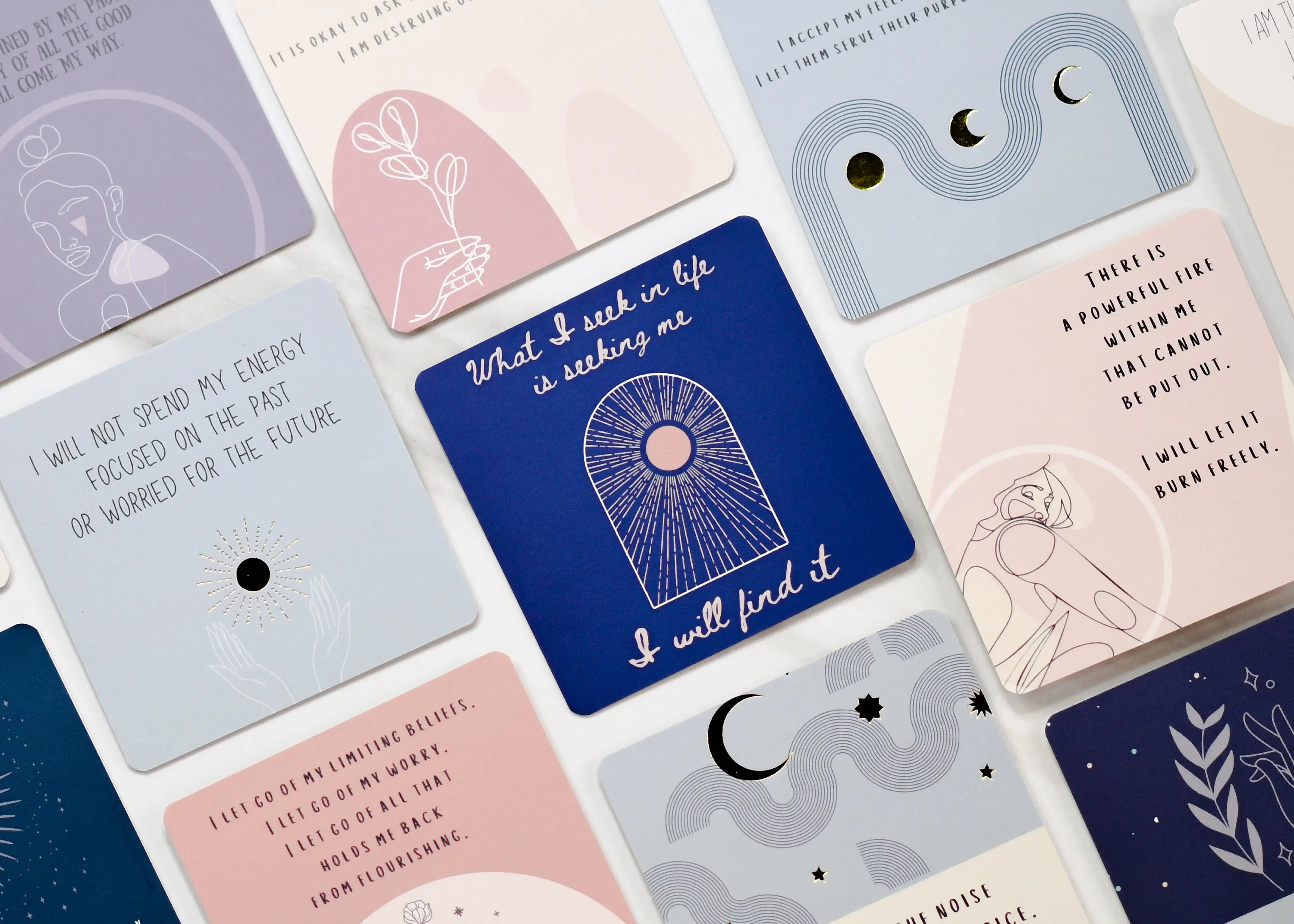 LABON High Quality Positive Self Love Custom Printing Boho Spiritual Affirmation Flash Cards Deck