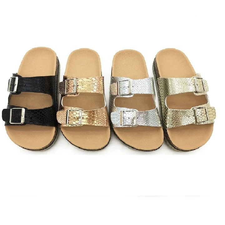 Manufacturers Supplier Stylish Breathable Fashion Shoes Adjustable Double Straps Sandals with Buckles Women Natural Cork Sole Sl