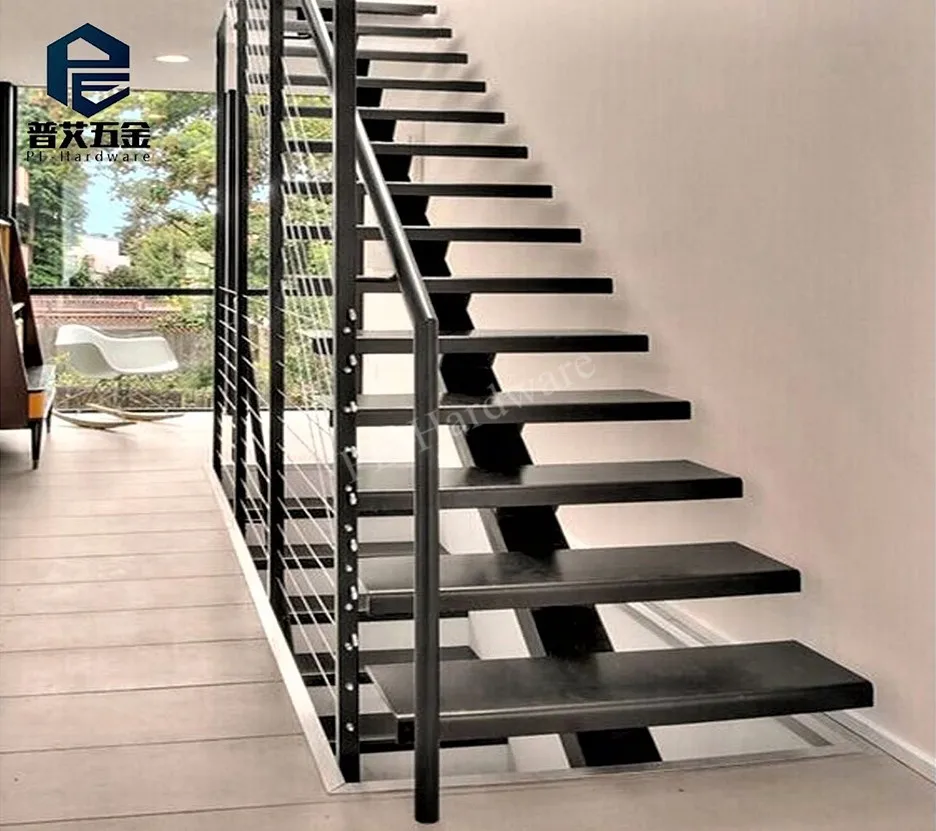interior residential straight steel stair