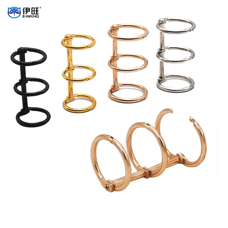 Wholesale 1 Inch Diy Spine Custom Book Binding Folder Gold Desk Calendar Three Hole Notebook Clip Metal Leaf Loose 3 Binder Ring