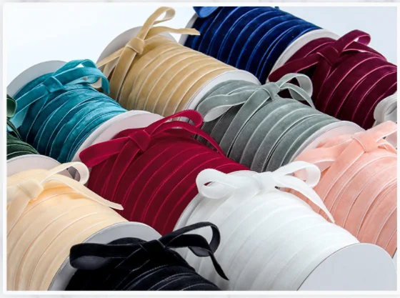 Good Quality Wholesale Colorful  Gift Ribbon Nylon Velvet Ribbon For Garment Accessories