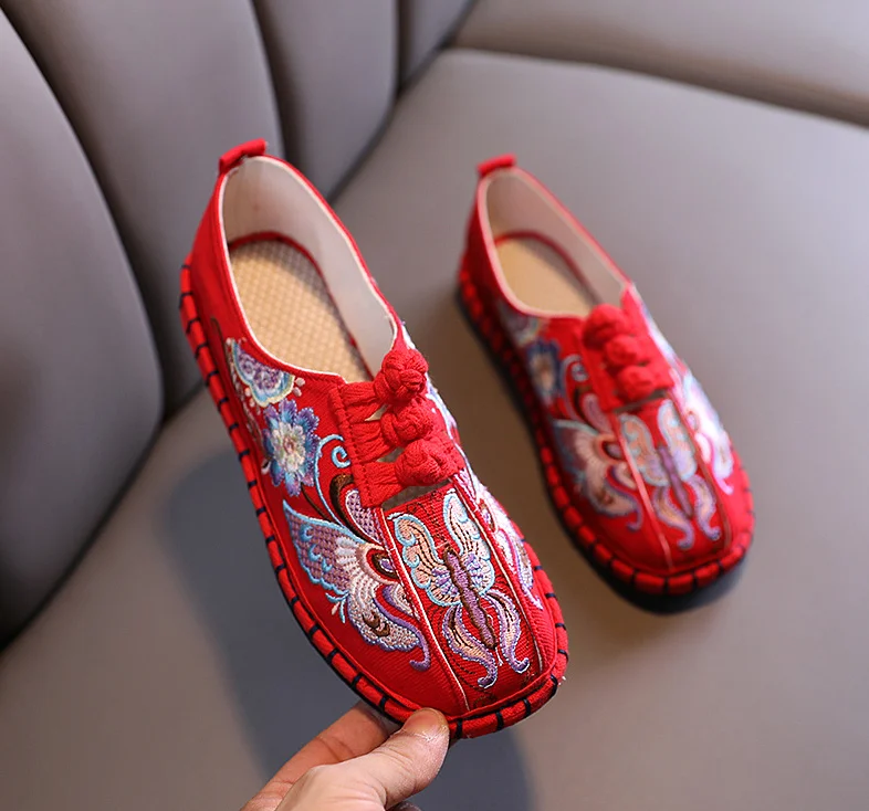 women white navy  multi layer cloth sole shoes breathable cozy    butterfly  embroidered fisherman  shoes sandals