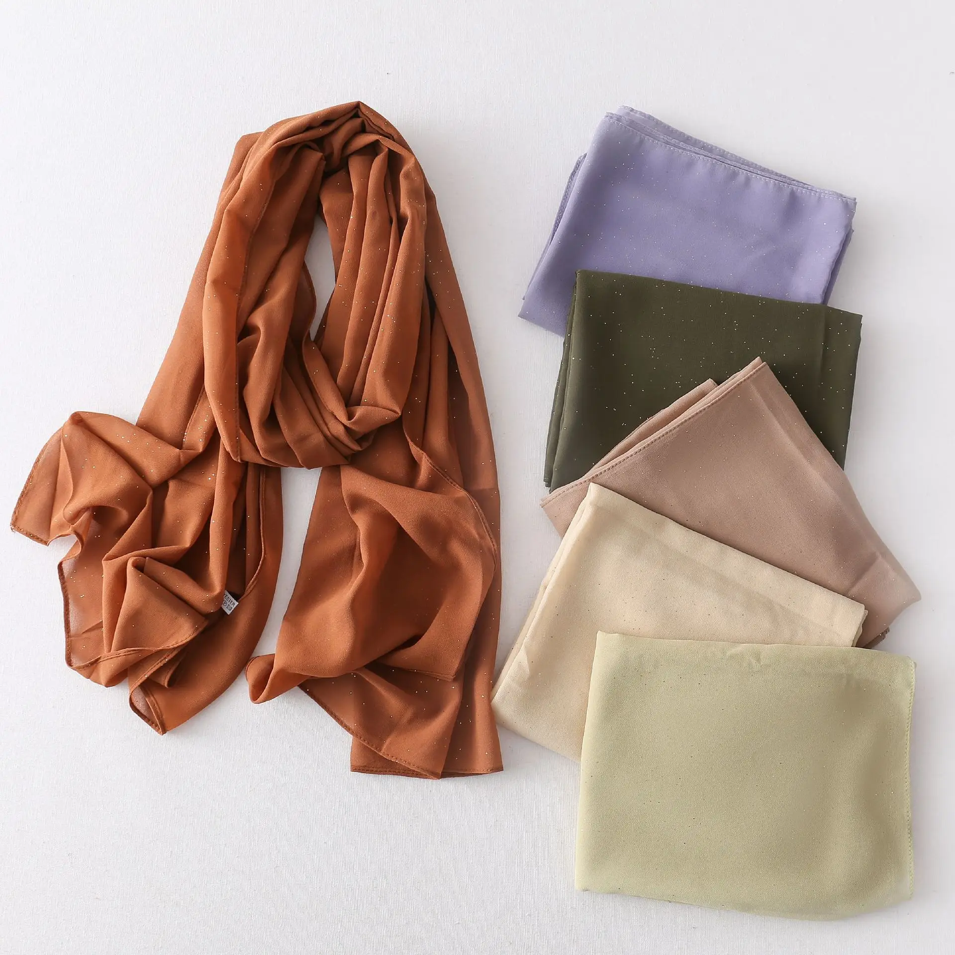 High Quality Shiny Glitter Chiffon Hijab  Wholesale China Malaysian Hijab Scarf Instant