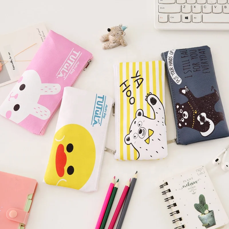 Large-capacity custom document pen bags PU student study stationery storage pencil bag with zipper