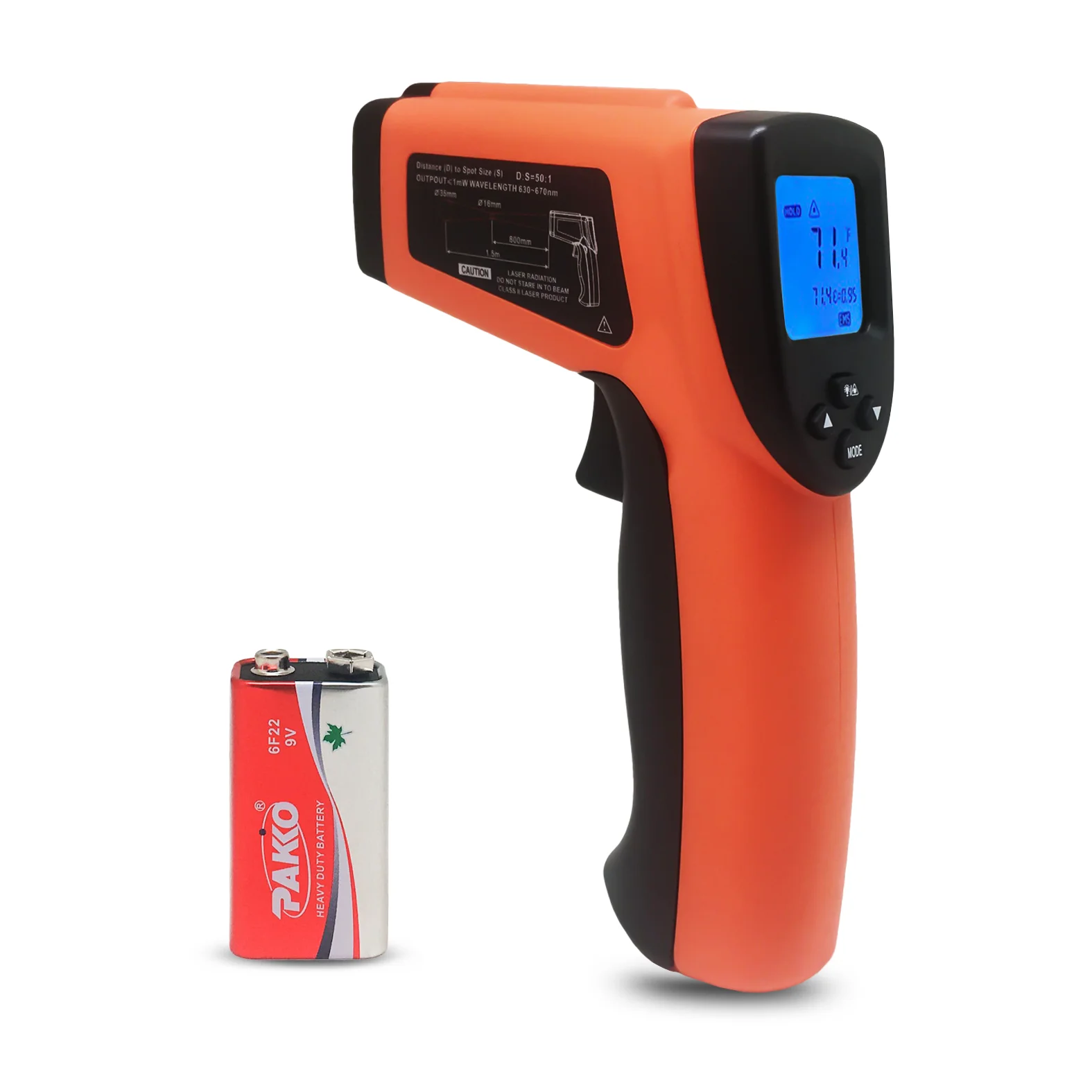 1600c high-temperature pyrometer industrial touch-less portatil infrared thermometer for industry with distance to spot 50:1