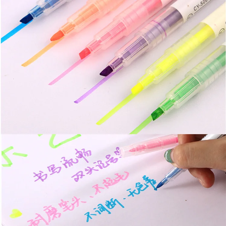 Dual Tip Customized Light Highlighter Marker Pen Set