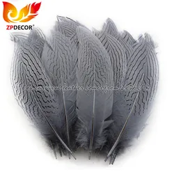 Real Shipping to Customer from ZPDECOR Wholesale Long Dyed Silver Pheasant Tail Feather for Carnival Costumes