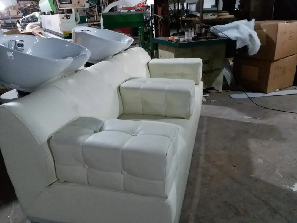 white beauty salon double seat hair washing chair shampoo bed for salon