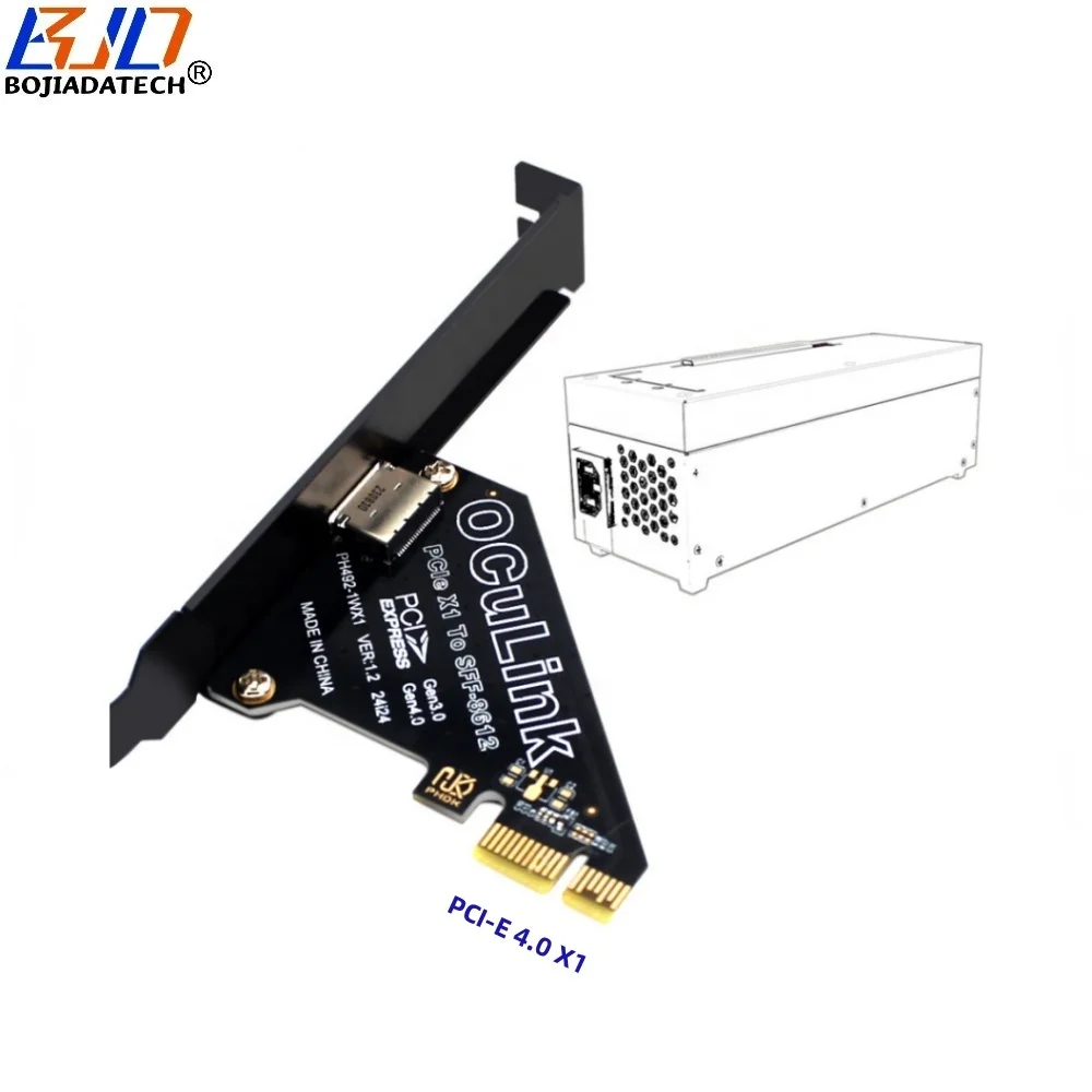 PCI-E Express 4.0 1X PCI-E 4X To Oculink SFF-8611 SFF-8612 Connector Adapter Riser Card For U.2 SFF-8639 U2 NVME SSD