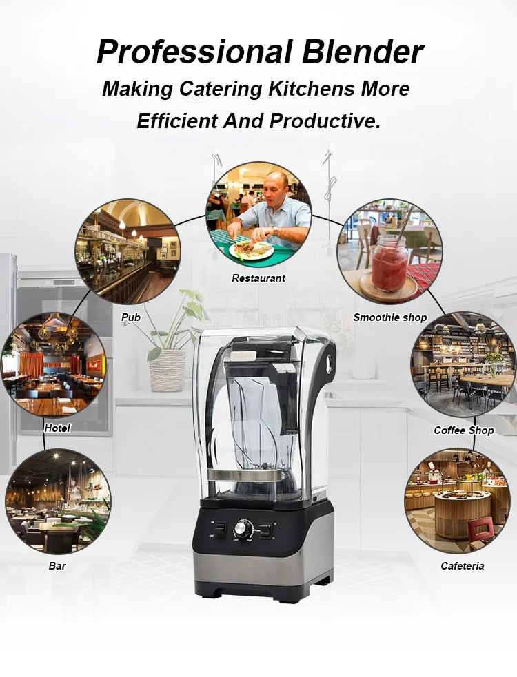 Multi Function SSL 1680W Commercial Juicer Mixer Blender De Buena Calidad Licuadora Silencio with Sound Cover Enclosure
