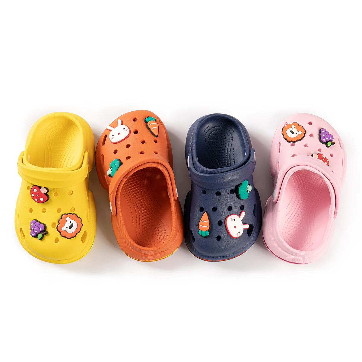 Cute Kids Garden Clogs With Fun Charm Comfortable Slip-On Shoes Waterproof Easy Clean Kids Sandals