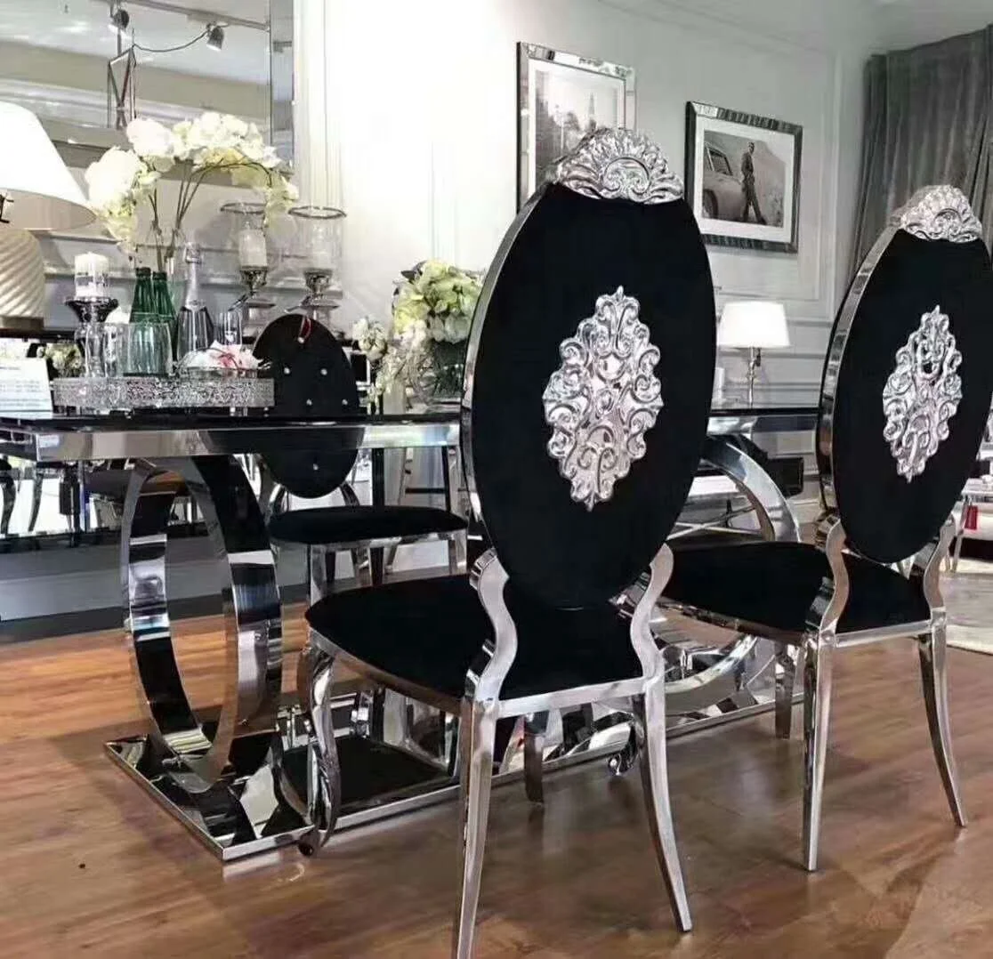 
Interior Design Modern Metal Dining Chair Gold Brass Luxury High Back PU Leather Wedding Chair for Rental 