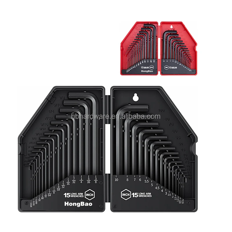 9 Piece Hex Wrench Key Set Long Arm Ball End Hex Key Metric SAE Ball Torx Star Industry Grade Cr-v Alloy Steel in Storage Box