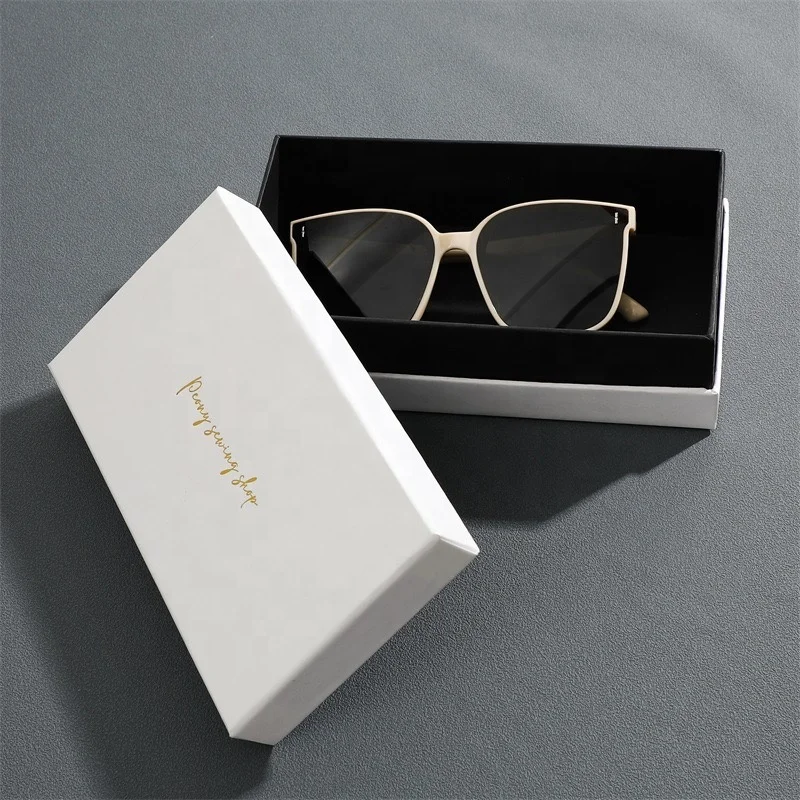 LOGO MOQ 50 PCS New design wholesale glasses case sunglasses black cardboard cheap paper box gift box packaging box