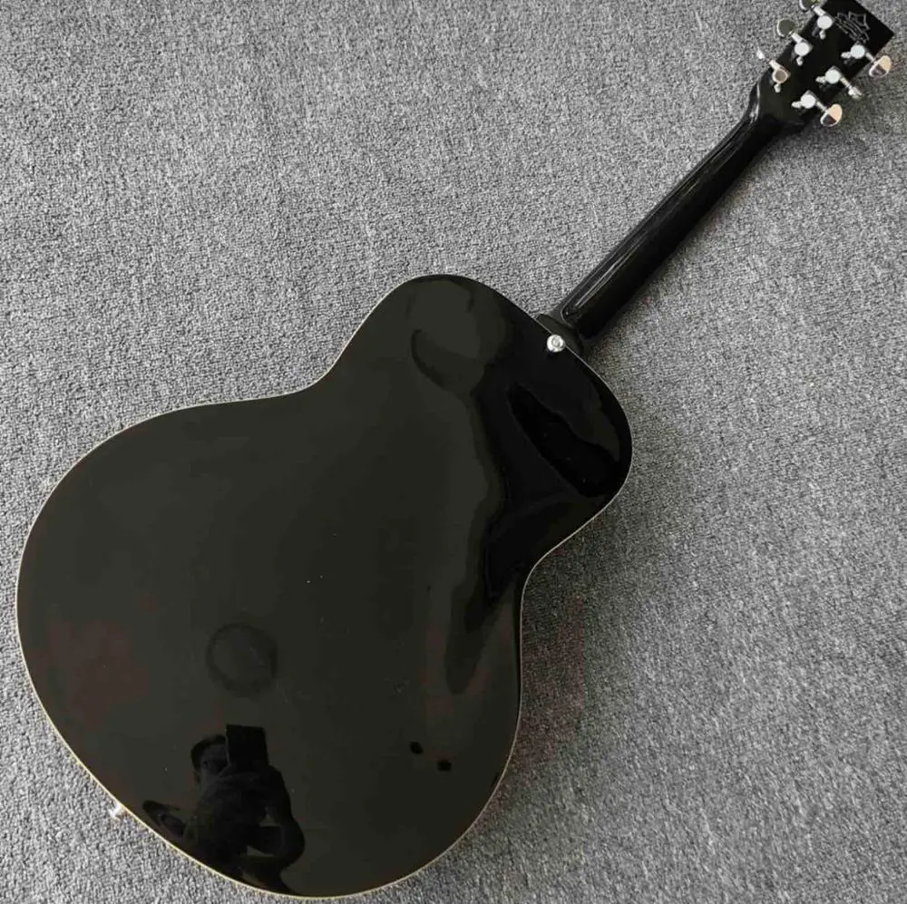 Grand Black Maple Hollow body Electric Guitar Metal top Mini Humbucker Resonator Steel guitar Free shipping