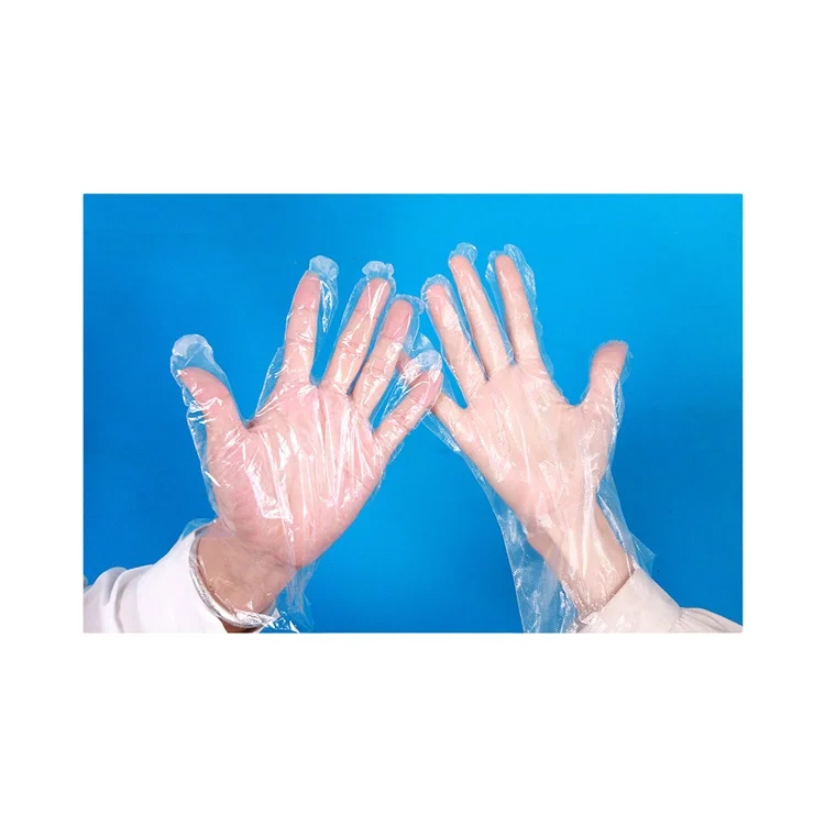 L Size Disposable food contact HDPE gloves Clear