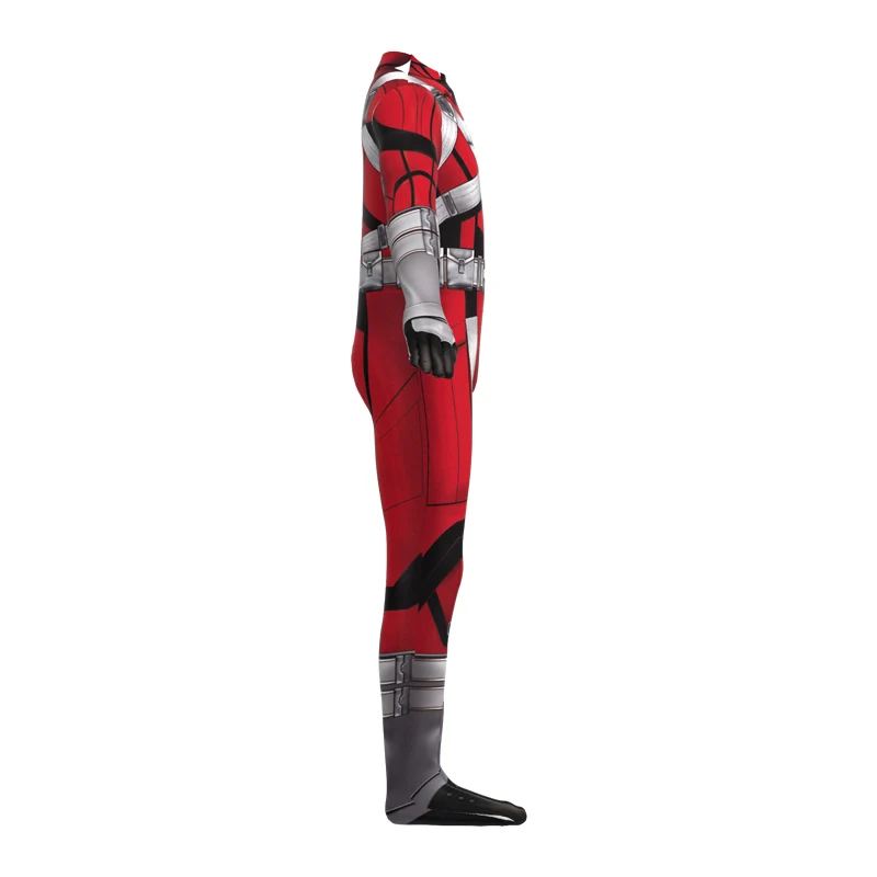 China Factory Winter Guardian Costume Superhero Red and White Guardian Zentai Suits for Men for Halloween TV & Movie Costumes