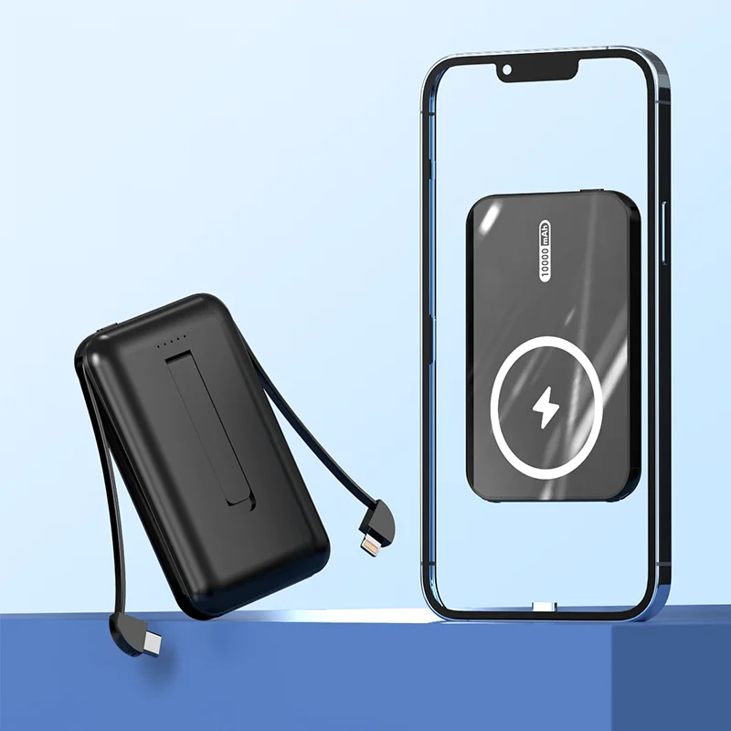 Magnetic Wireless Charger Power Bank 10000mah Mini Portable Powerbank With Stand