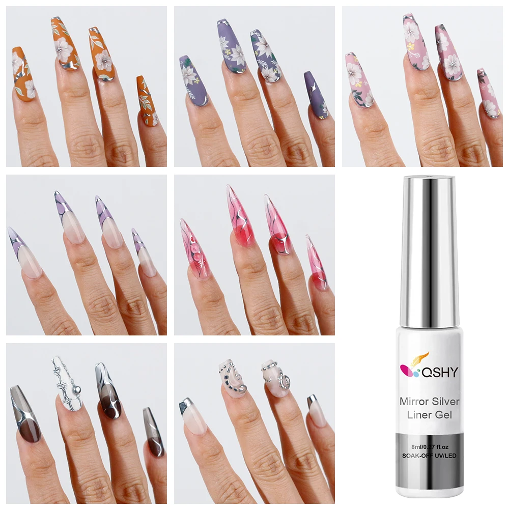 Gold Silver Colour Metallic Nail Paint Gel Liner Mirror Chrome Effect Liner Gel Polish Nail Art with Custom Logo