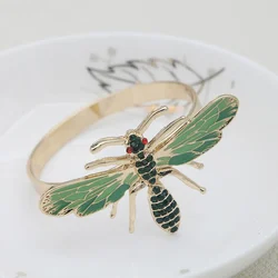 Новое кольцо для салфеток с пряжкой в виде пчелы из цинкового сплава, зеленые держатели для салфеток в форме насекомых для праздничного стола, декоративные бумажные полотенца
