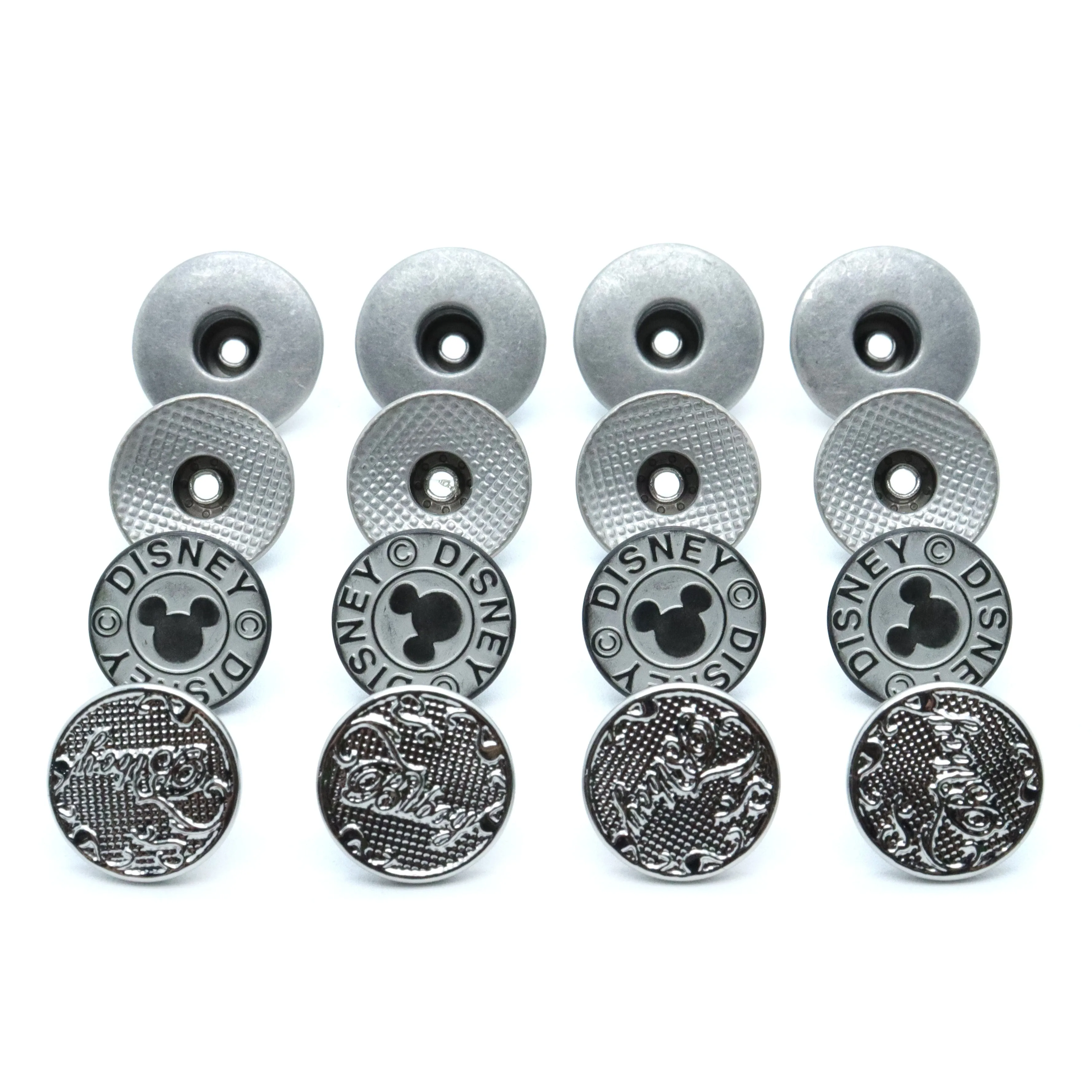 Wholesale Promotional Gold Clothing Metal Button Custom round Shank Pattern Hot Sale Electroplate Snap down Shirt Jeans Removal