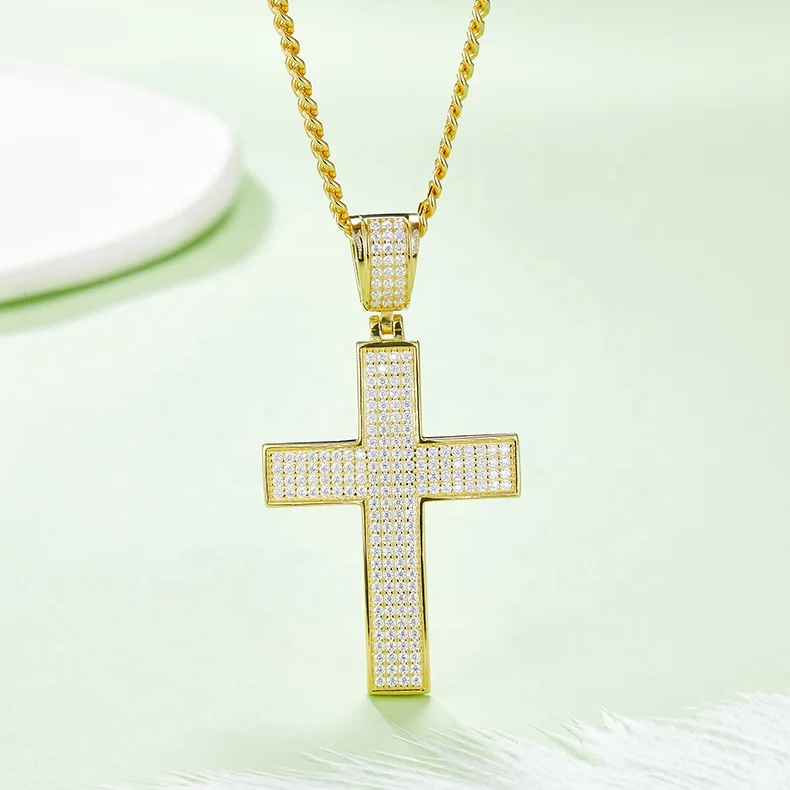 Classic Luxury Moissanite Jewelry 925 Sterling Silver Cross Moissanite Gemstone Pendants For Necklace