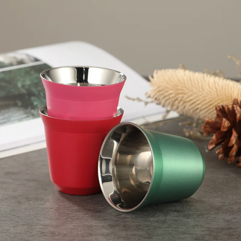 Stainless Steel Mini Coffee Cup 80ML Coffee Thermal Cups For Engrave