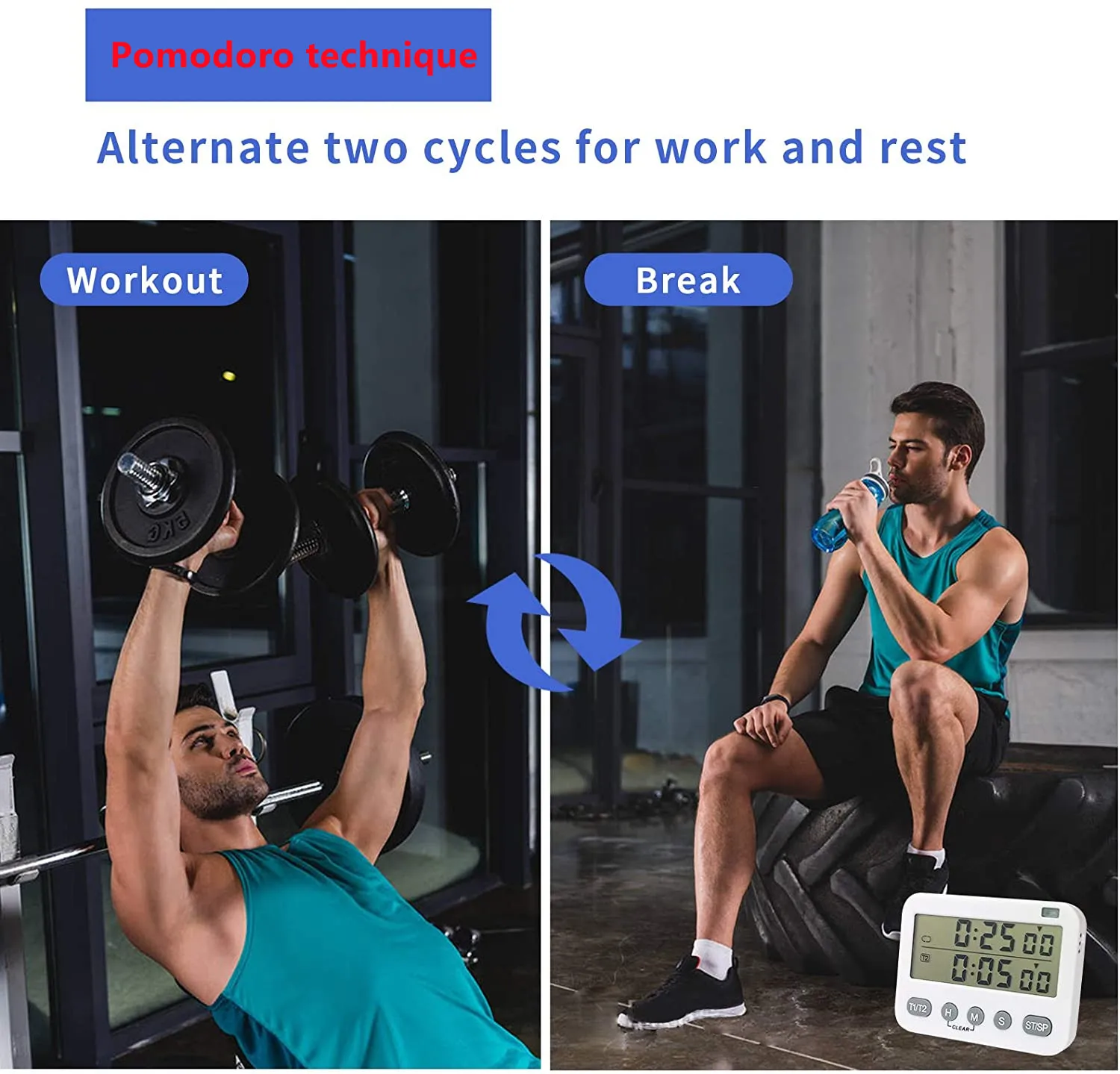 30 mins work 5 minutes play timer 2 in 1 study timer large digital display