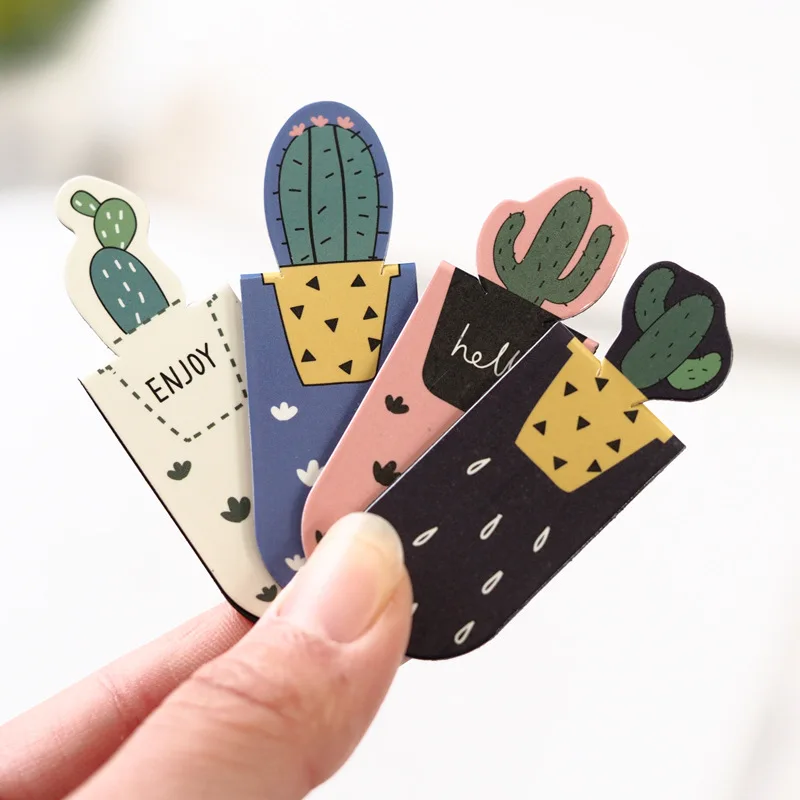 1 Set Fresh Cactus Sakura Unicorn Magnetic Bookmarks Books Marker Of Page Student Stationery School Office promotion