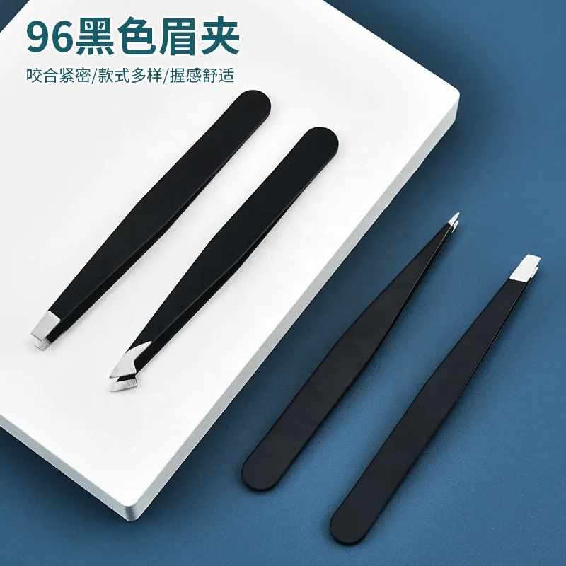 High Quality Custom 430 Stainless Steel Eyebrow Tweezers Classic 4 Styles Slanted Pointed Head Hair Removal Eyebrow Clip Tweezer
