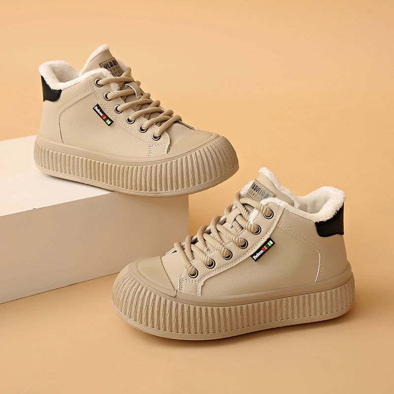 Wholesale Furry Walking Casual Wear-resistant Sneakers comfortable Cotton-padded Shoes Outdoor Thick-soled Snow Boots Women