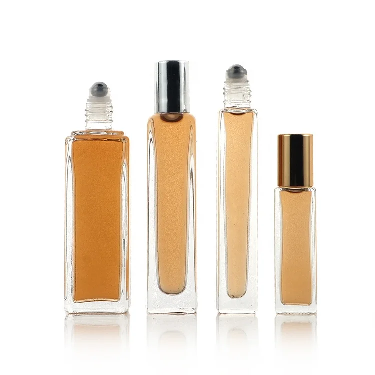 China Factory 15ml 30ml Clear Color Glass Roll On Bottle Essential Oil metal Roller Ball Bottle