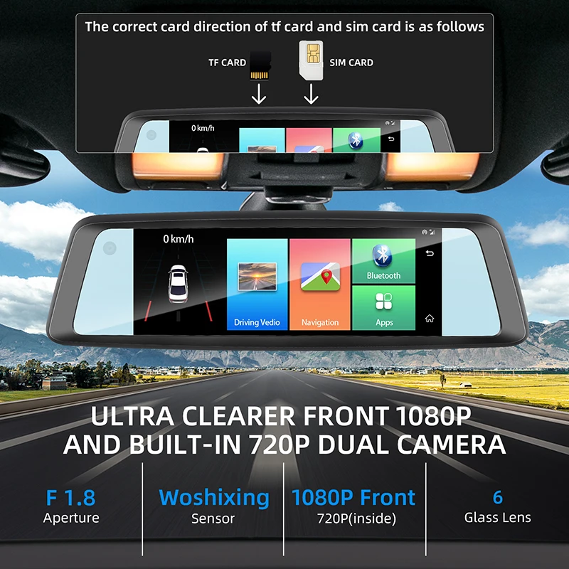 Car Black box 3 camera 7Inch Small Vehicle Night Vision Car Dvr 4G Video Recorder Dashboard Front Rear Camera Dash Cam