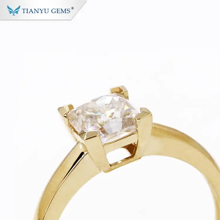 Fine Jewelry Custom Diamond Engagement Ring S925 14K 18K Yellow Gold Women Princess Cut Moissanite Solitaire Wedding Jewelry