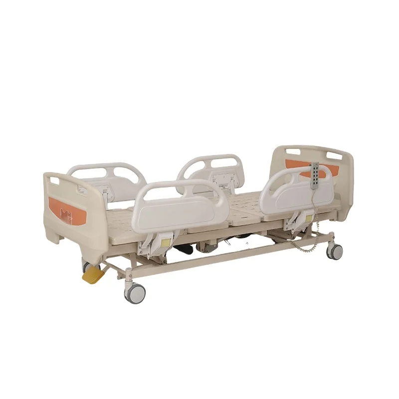 Hospital equipment medical apparatus five function five motorized ABS side rail central control brake system hospital bed icu be