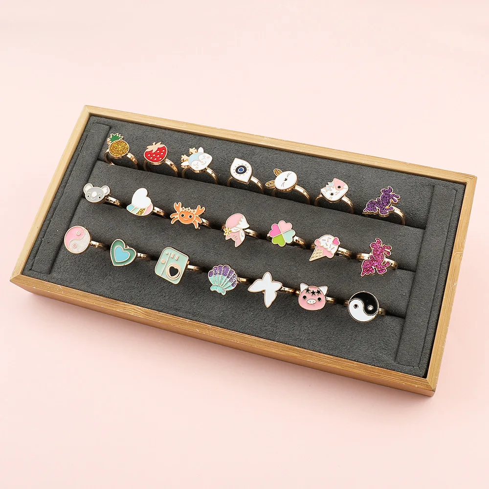 Boy Girls Cute Cartoon Spinner Ring Adjustable Stress Relieving Anxiety Ring Fidget Anxiety Rings for Kids