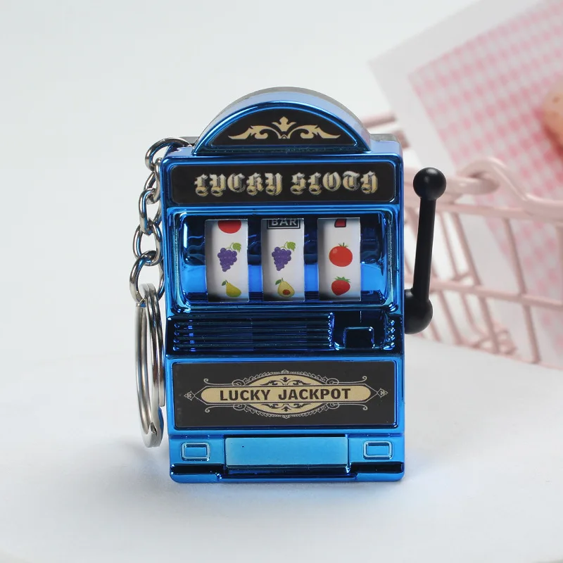 Mini Gambling Slot Machine Key Chains Pocket Fruit Lucky Jackpot Gadget Antistress Toys Funny Games keychain game