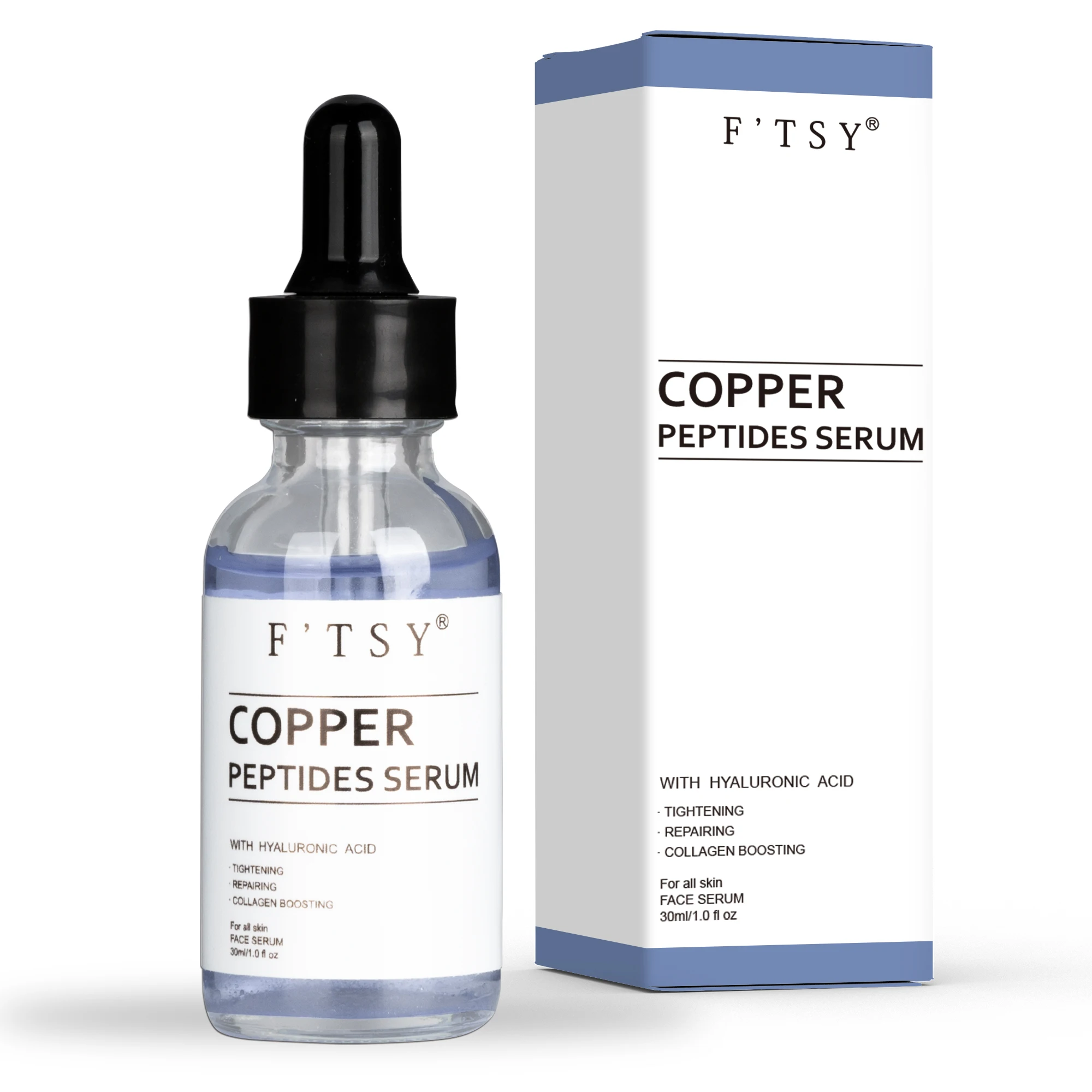 Private Brand Custom Blue Copper Peptide Anti-wrinkle Hydrating Moisturizing Skin Growth Factor Face Serum face Serum