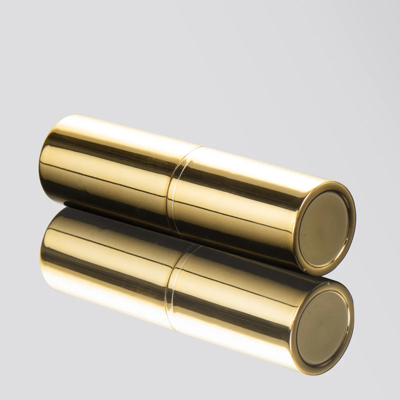 Round Shape Aluminum Packaging Tubes Cosmetic Gold Color Custom Empty Lipstick Tube