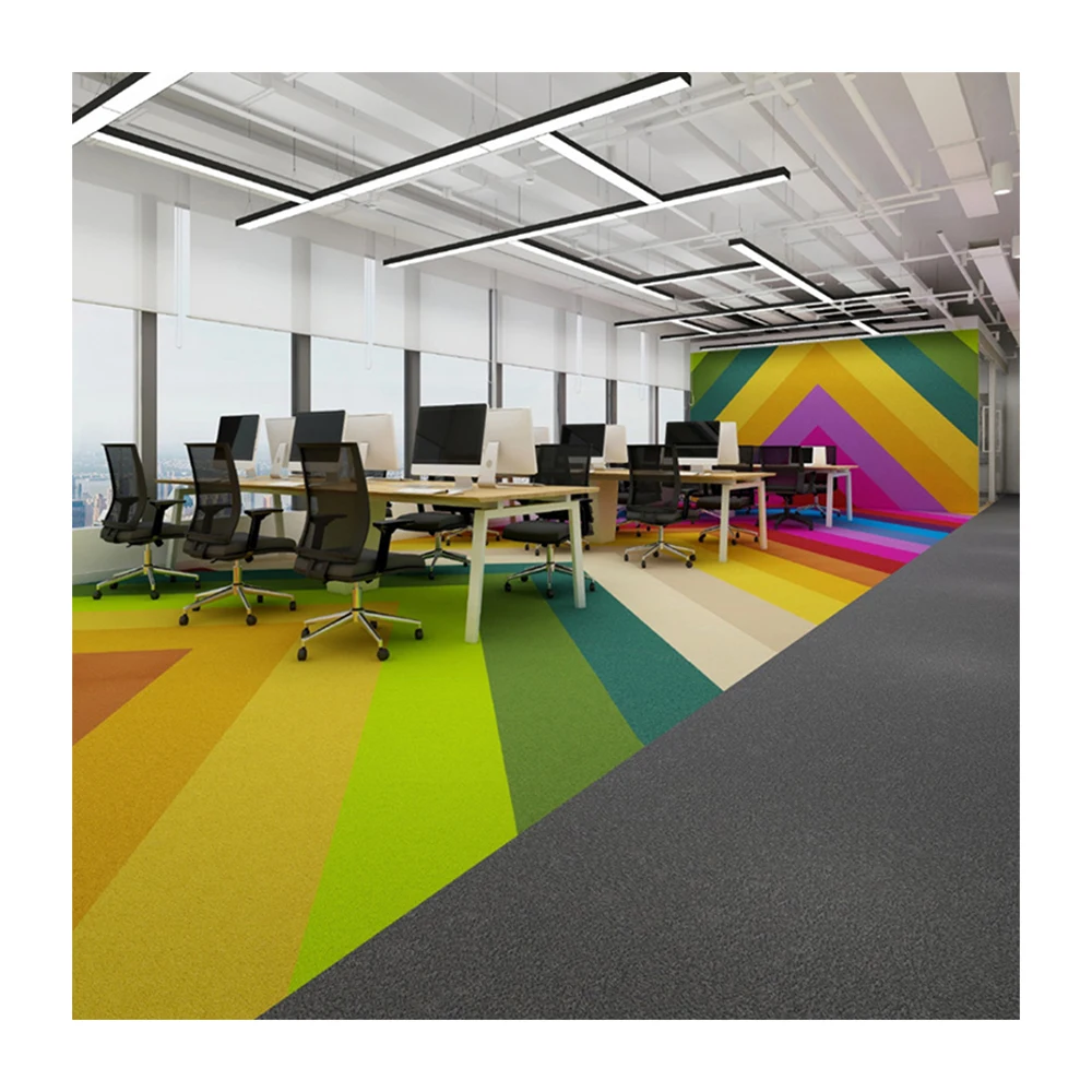 Коммерческая офисная нейлоновая цветная ковровая плитка из ПВХ квадратная однотонная