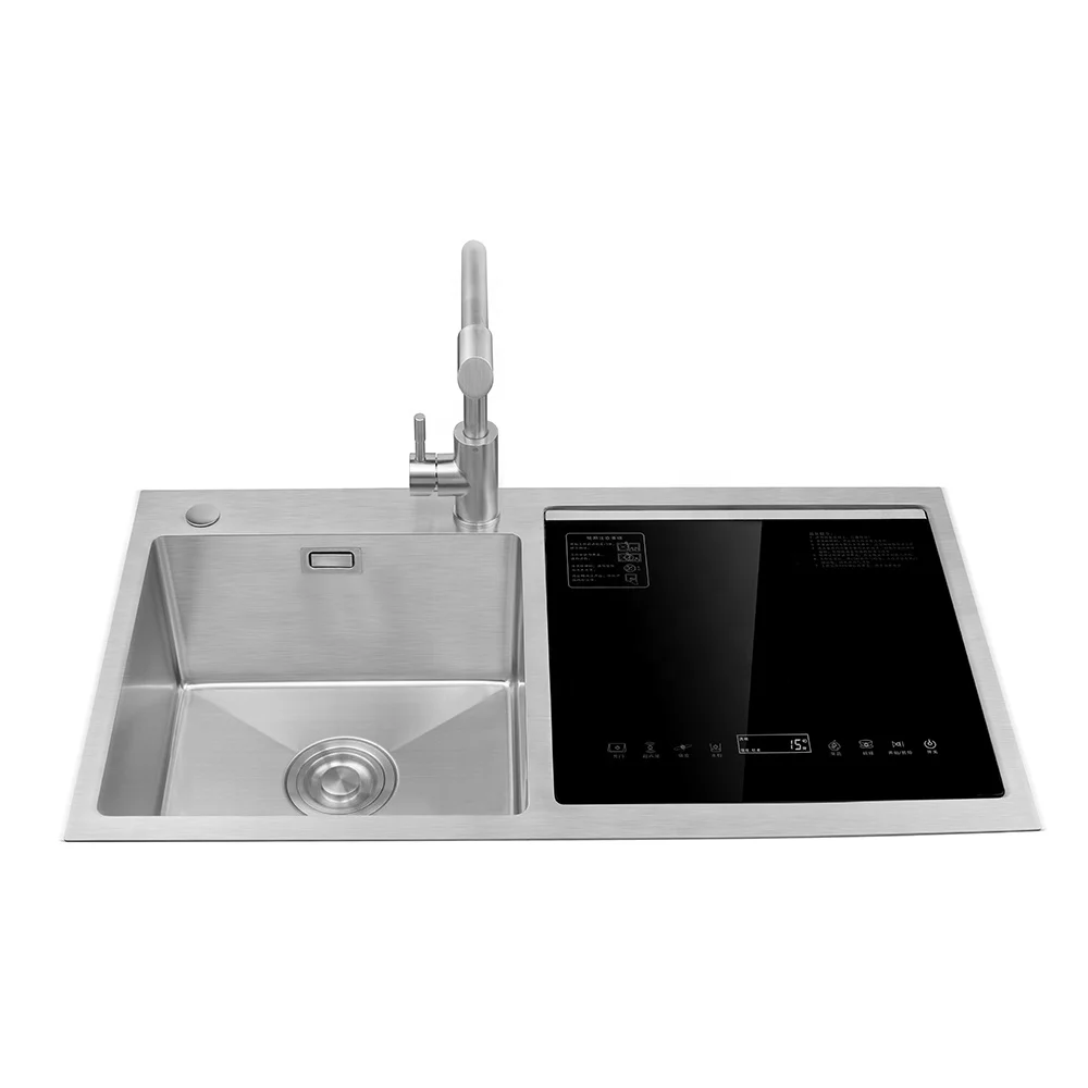 Ultrasonic Kitchen Uv Under Counter Double Spray Electric Household Automatic Dishwasher Stainless Steel Sink Cabinet