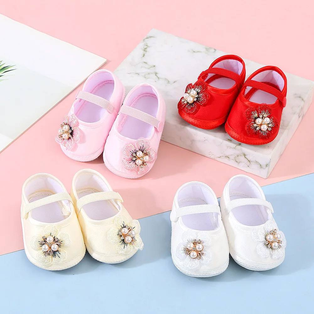 New style baby shoes headband set full month one year old with dress shoes crown hair accessories soft sole toddler shoes