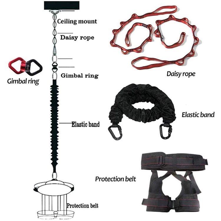 jumping safety indoor bungee cord fitness kit suspension flying yoga bungee Cords Set