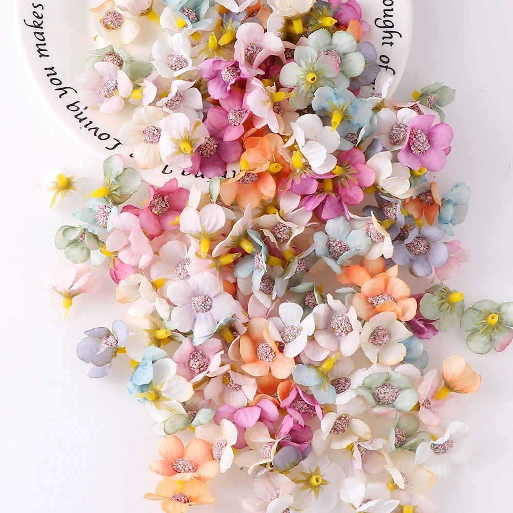 Cheap Silk Multicolor Daisy Flower Heads Mini Silk Artificial Flowers for Wedding Home Decoration Wreath Scrapbooking
